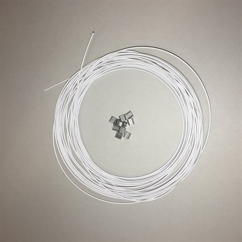 Wire, stål, m/hvit plast, Ø 1,5mm, 10m m/10 wirelås