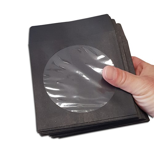 CD papirkonvolutt med klaff sort 100pk